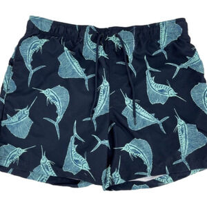 Jake Austin Marlin Swim Trunks board shorts Size M medium lined w pockets navy